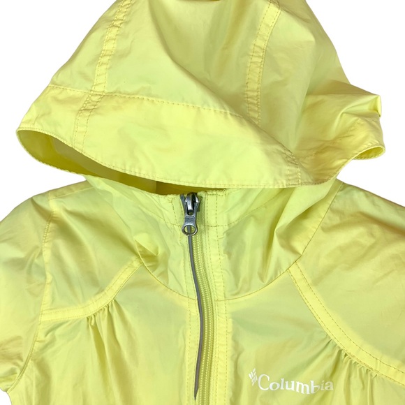 Columbia Rain Windbreaker Zip Jacket Pale Canary Yellow Girls Play Condition - Picture 9 of 13